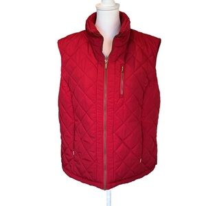 Women's Classic Calvin Klein Quilted Vest Red w Gold Zippers EUC 1X